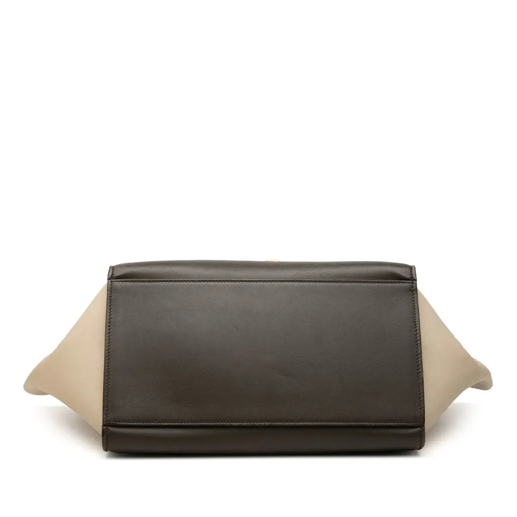 Celine Medium Tricolor Leather Trapeze Satchel Brown Leather Very good - Inside View