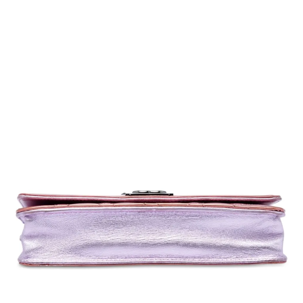 Chanel Bicolor Quilted Metallic Patent Boy Wallet on Chain Pink Leather Good - Inside View