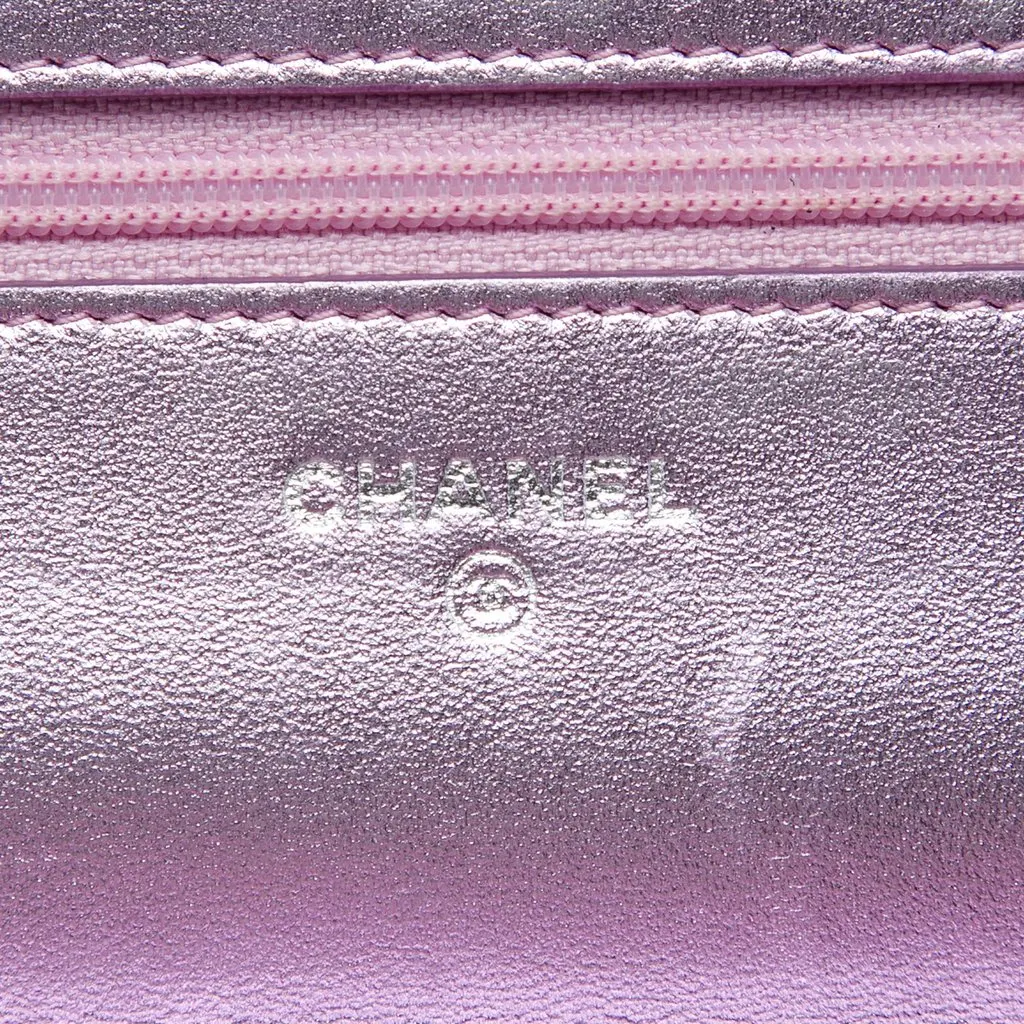 Chanel Bicolor Quilted Metallic Patent Boy Wallet on Chain Pink Leather Good - Box View