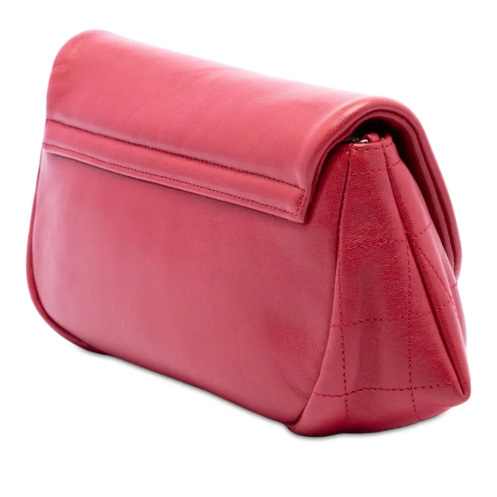 Chanel CC Quilted Lambskin Half Moon Wallet on Chain Red Leather Very good - Back View