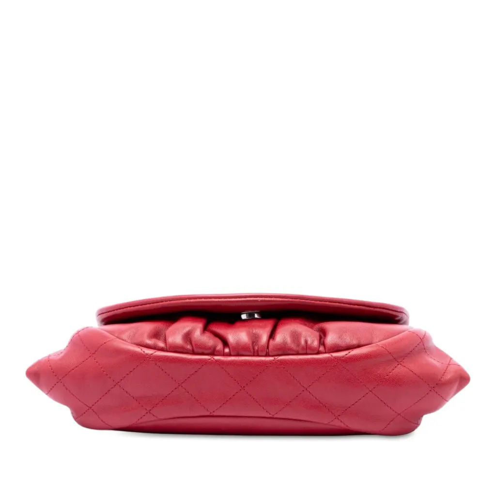 Chanel CC Quilted Lambskin Half Moon Wallet on Chain Red Leather Very good - Inside View