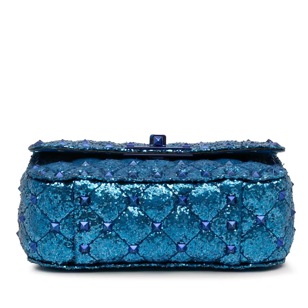 Valentino Mini Glitter Rockstud Spike Satchel Blue Very good - Inside View