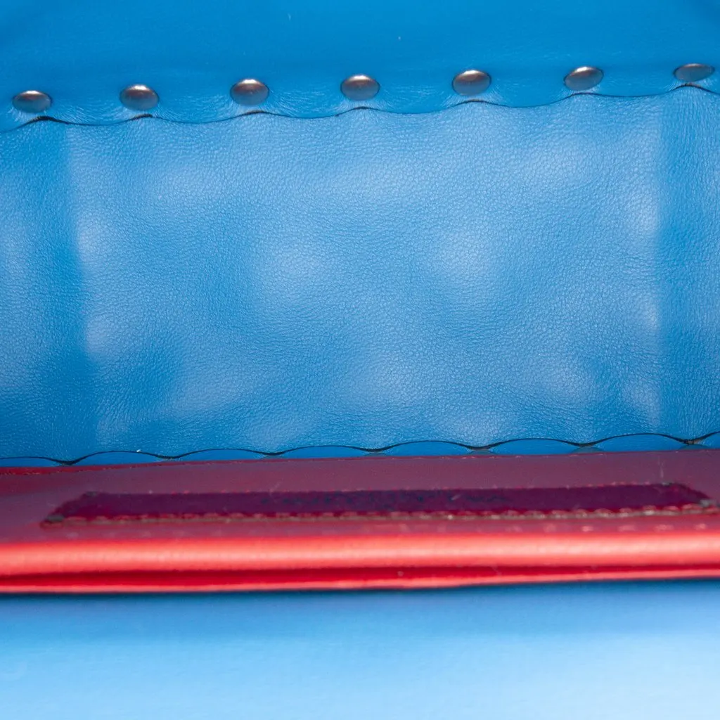 Valentino Mini Glitter Rockstud Spike Satchel Blue Very good - Model View