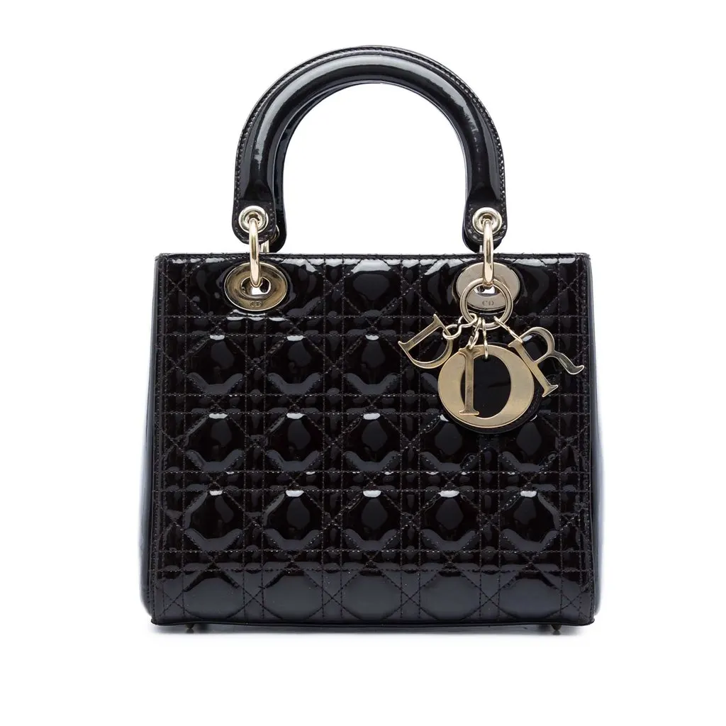 Dior Medium Patent Cannage Lady Dior Purple Leather Very good - Front View