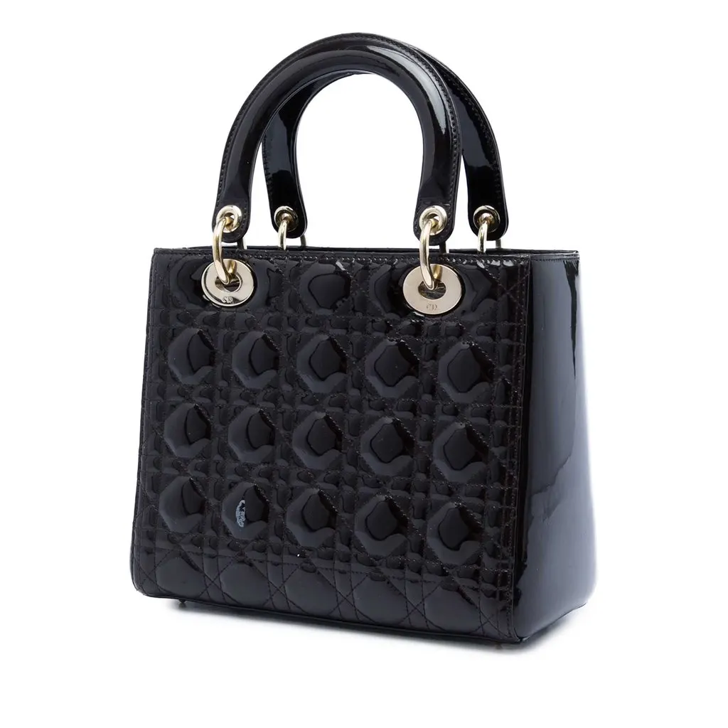 Dior Medium Patent Cannage Lady Dior Purple Leather Very good - Back View