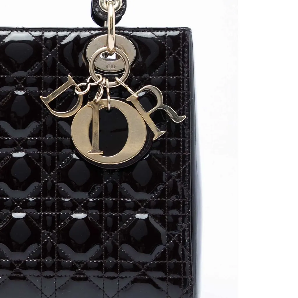 Dior Medium Patent Cannage Lady Dior Purple Leather Very good - Box View
