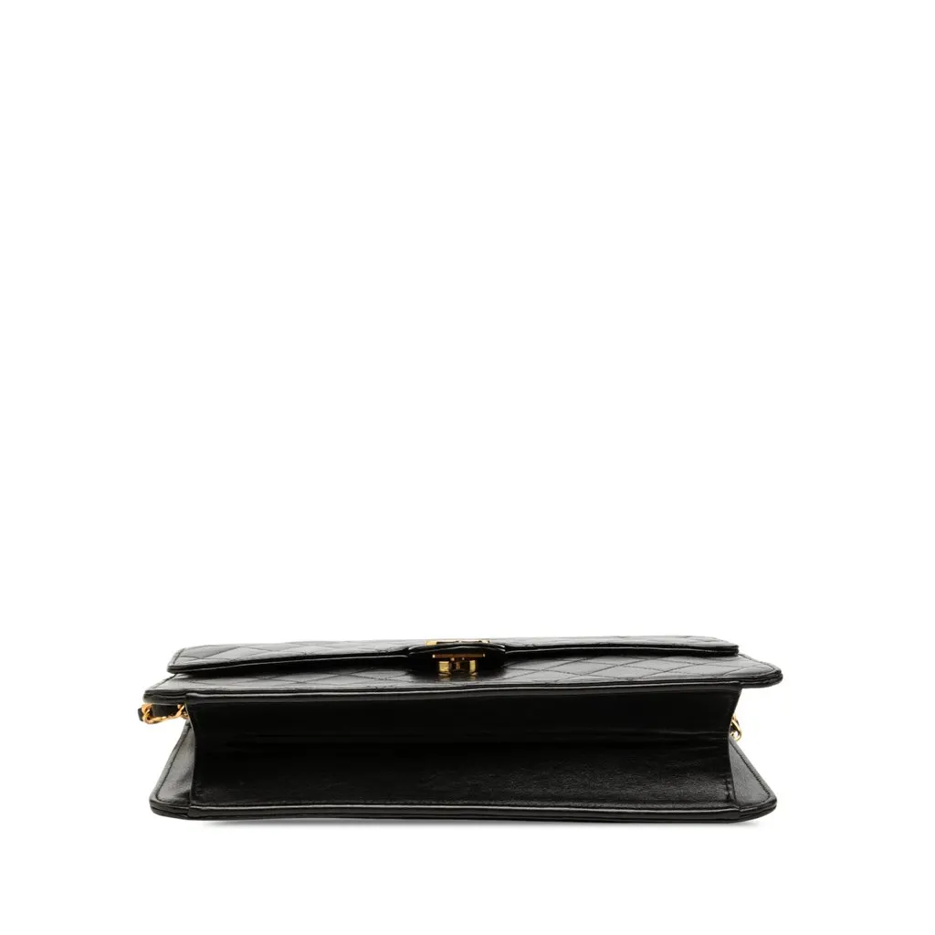 Chanel Medium CC Quilted Lambskin Single Flap Black Leather Good - Inside View