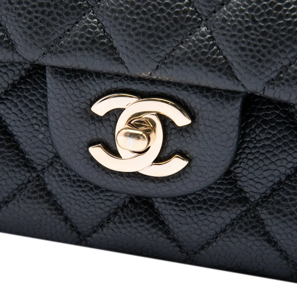 Chanel Medium Classic Caviar Double Flap Black Leather Very good - Box View