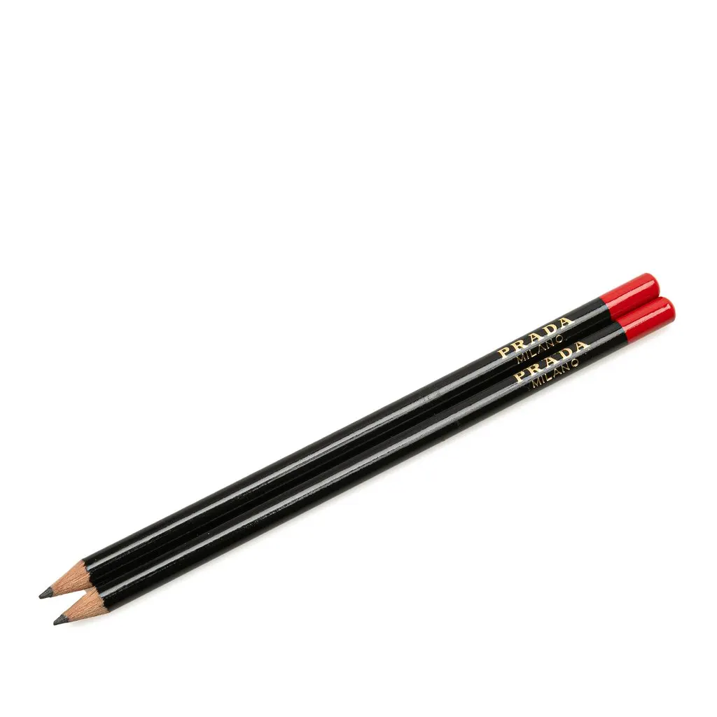 Prada Wood Logo Graphite Pencil Set Black Very good - Front View