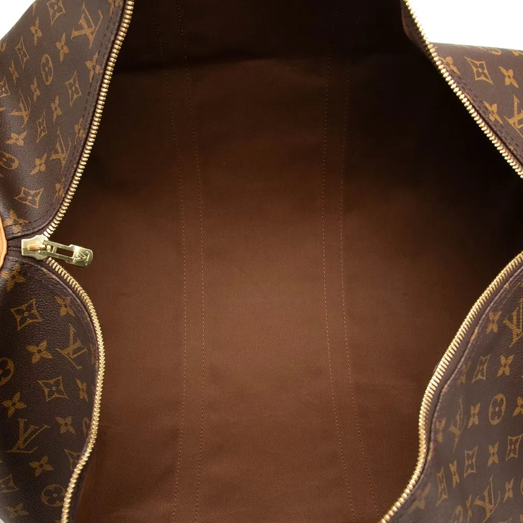 Louis Vuitton Monogram Keepall Bandouliere 60 Brown Canvas Good - Model View