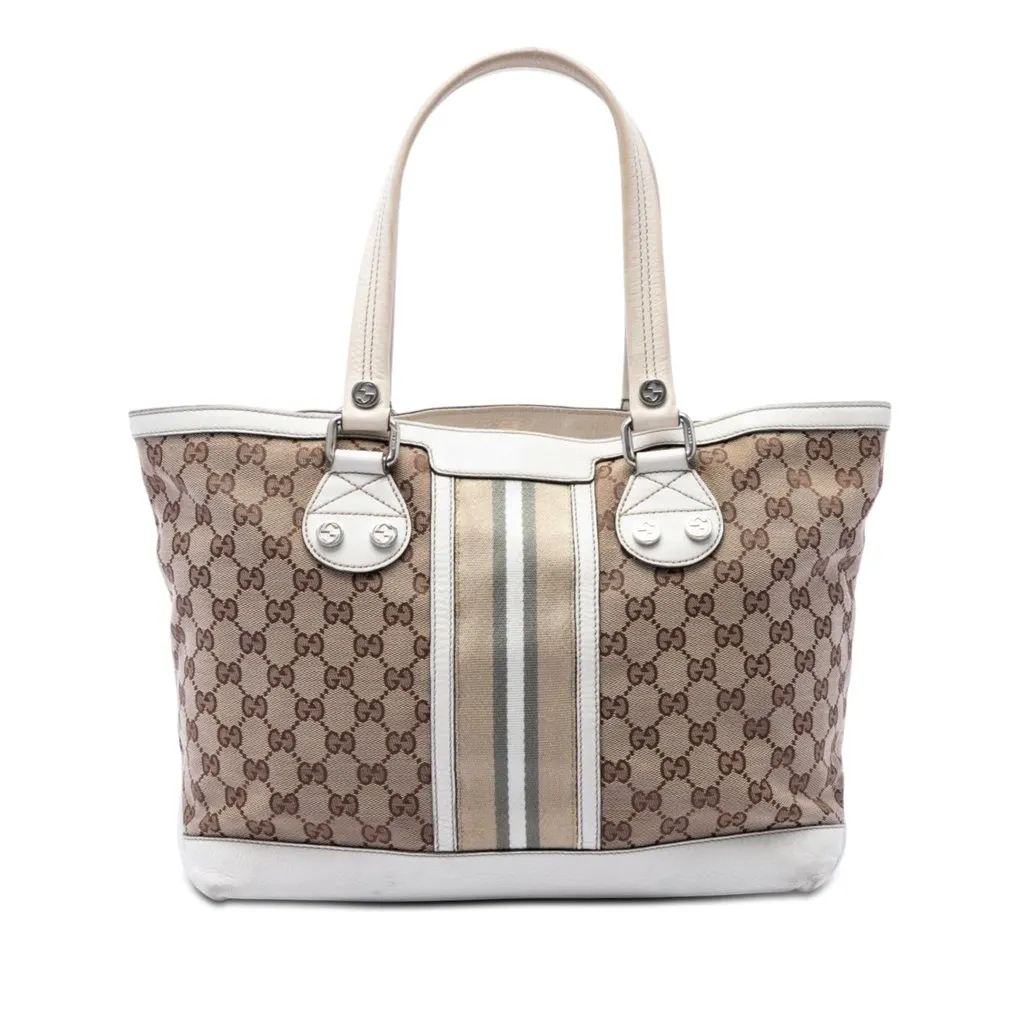 Gucci Small GG Canvas Web Libeccio Sunset Tote Beige Very good - Front View