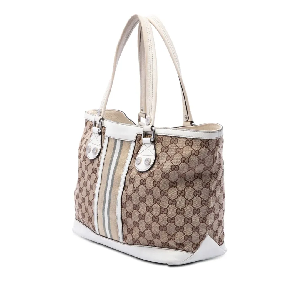 Gucci Small GG Canvas Web Libeccio Sunset Tote Beige Very good - Back View