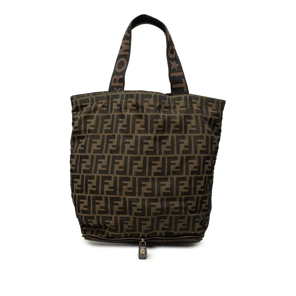Fendi Zucca Canvas and Nylon Foldable Tote Brown Canvas Very good - Front View