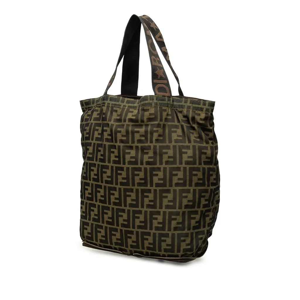 Fendi Zucca Canvas and Nylon Foldable Tote Brown Canvas Very good - Back View