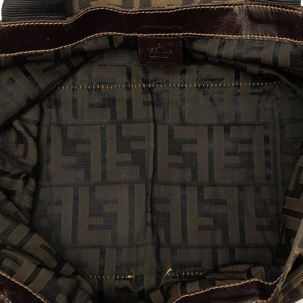 Fendi Zucca Canvas and Nylon Foldable Tote Brown Canvas Very good - Model View