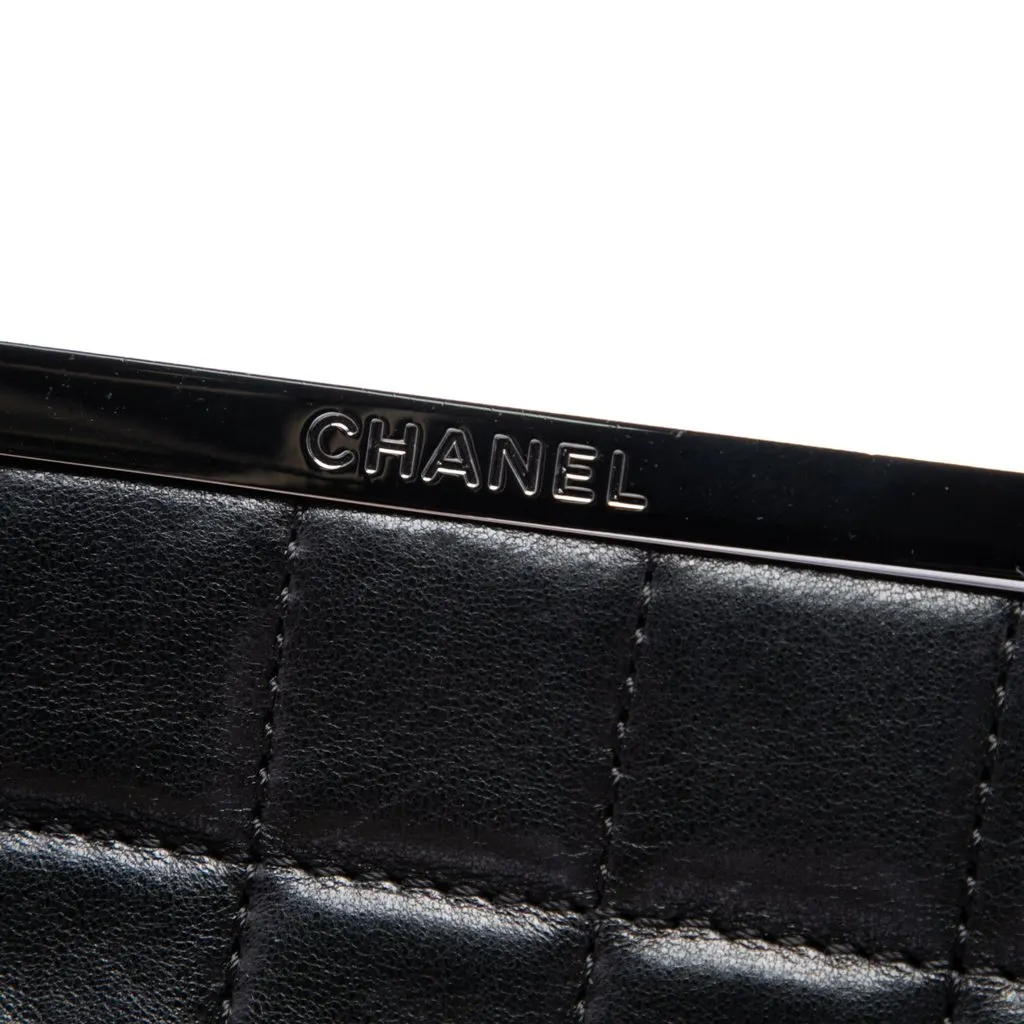 Chanel Chocolate Bar Lambskin Multi Chain Frame Clutch Black Leather Very good - Box View