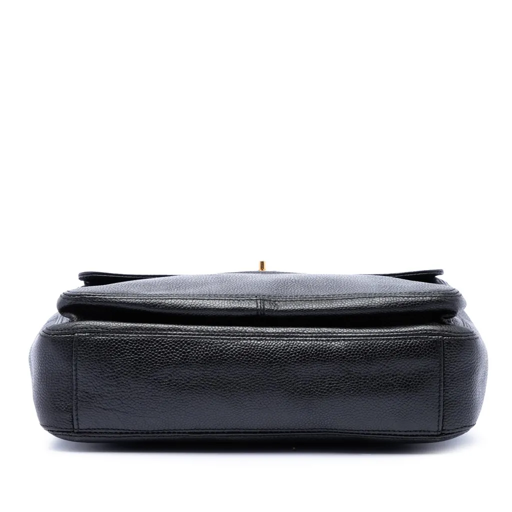 Chanel CC Caviar Front Pocket Shoulder Bag Black Leather Very good - Inside View