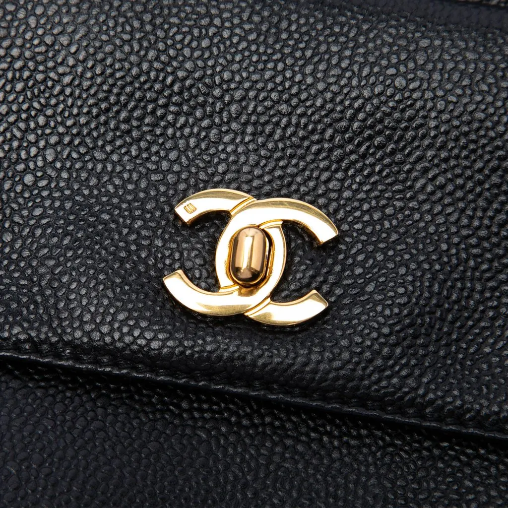 Chanel CC Caviar Front Pocket Shoulder Bag Black Leather Very good - Box View