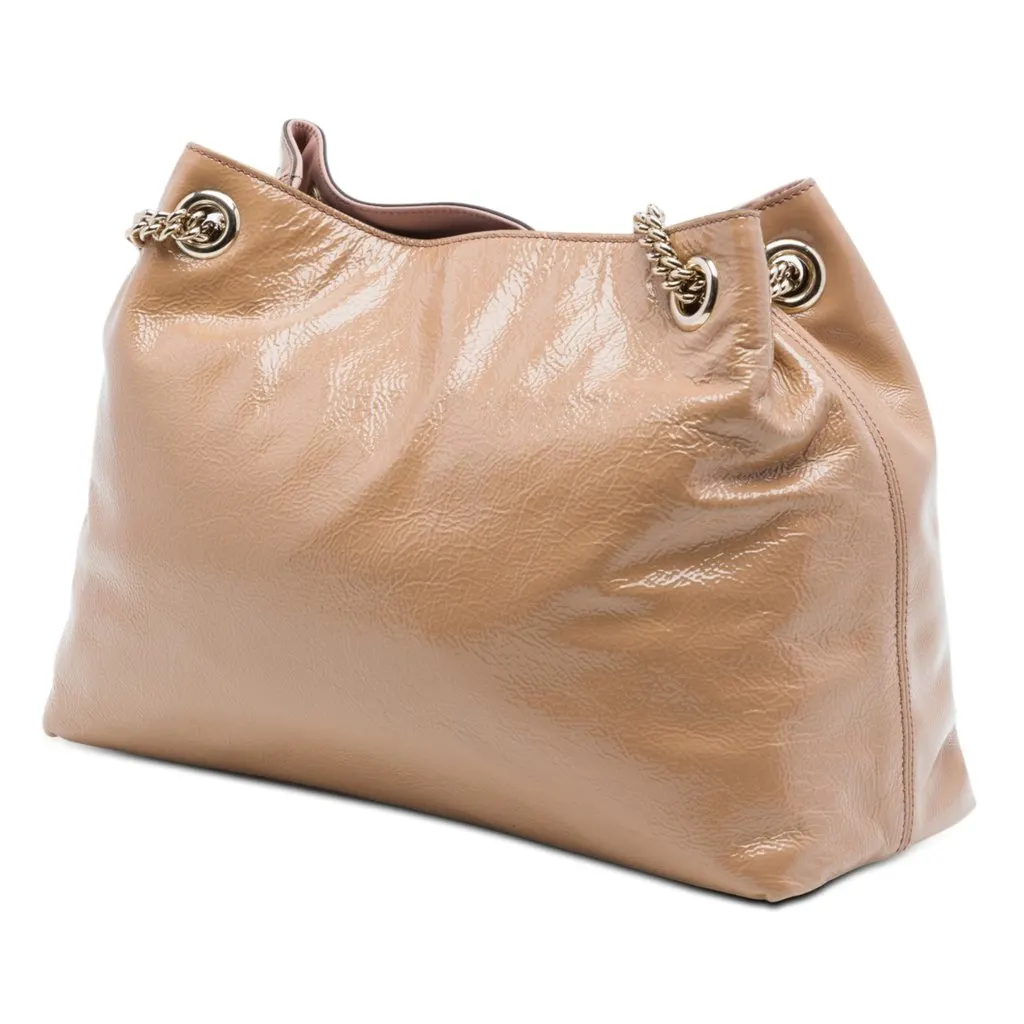 Gucci Medium Patent Soho Chain Tote Brown Leather Very good - Back View
