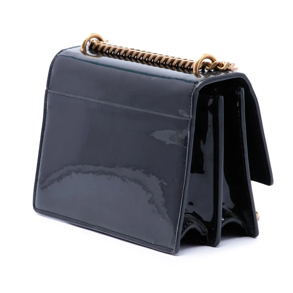 Saint Laurent Small Patent Monogram Sunset Crossbody Black Leather Very good - Back View