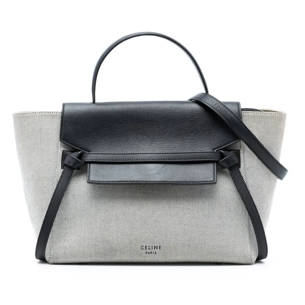 Celine Mini Canvas and Leather Belt Bag Brown Very good - Front View