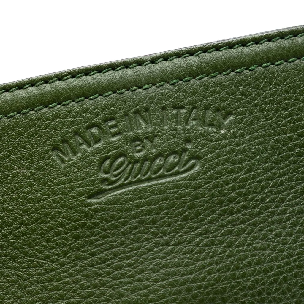 Gucci Medium Calfskin Bamboo Shopper Satchel Green Leather Very good - Box View