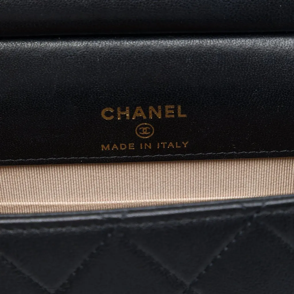 Chanel Quilted Lambskin Vertical Chic Pearls Flap Black Leather Very good - Box View