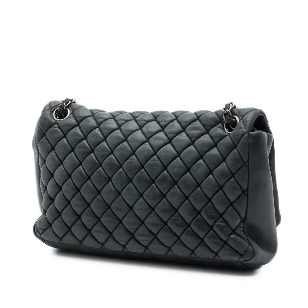 Chanel Large Quilted Iridescent Calfskin New Bubble Flap MultiColor Leather Very good - Back View
