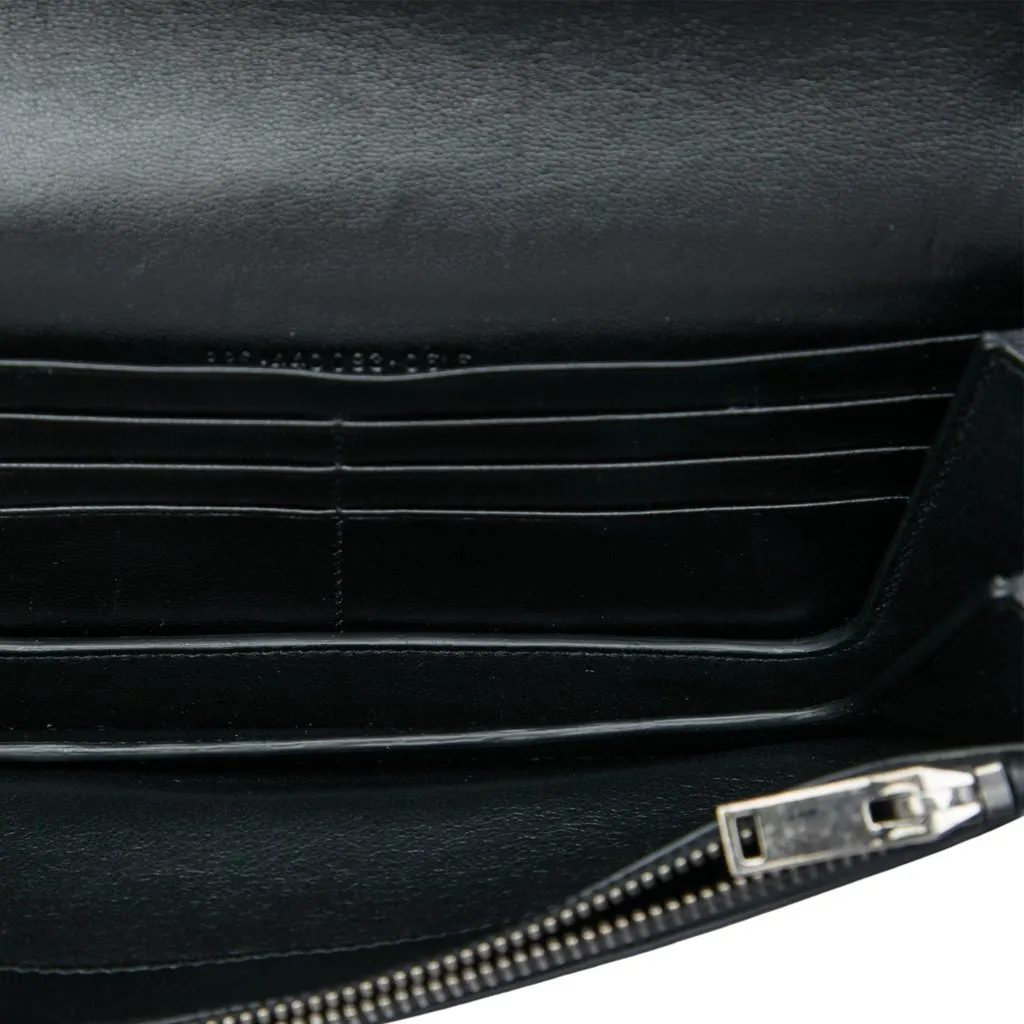 Saint Laurent Croc Embossed Leather Monogram Rider Wallet on Chain Black Leather Very good - Model View