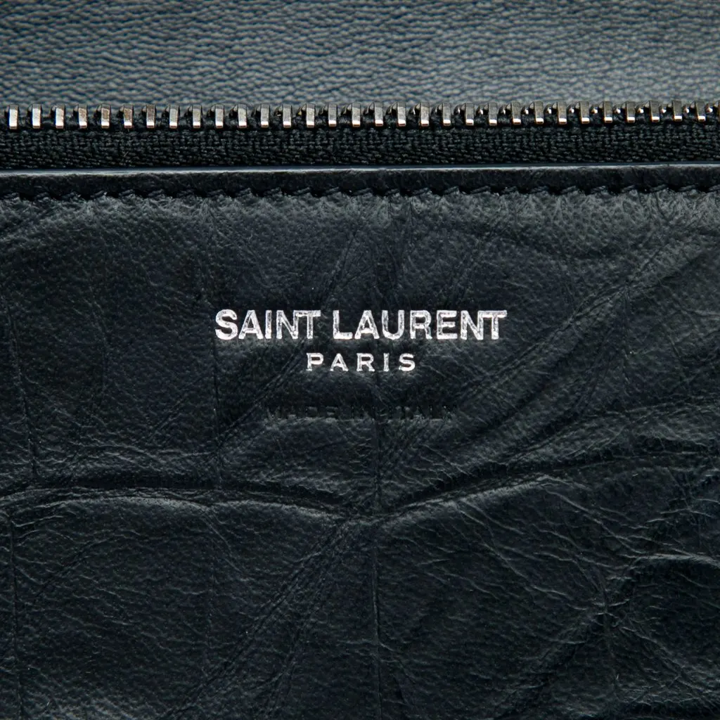 Saint Laurent Croc Embossed Leather Monogram Rider Wallet on Chain Black Leather Very good - Box View