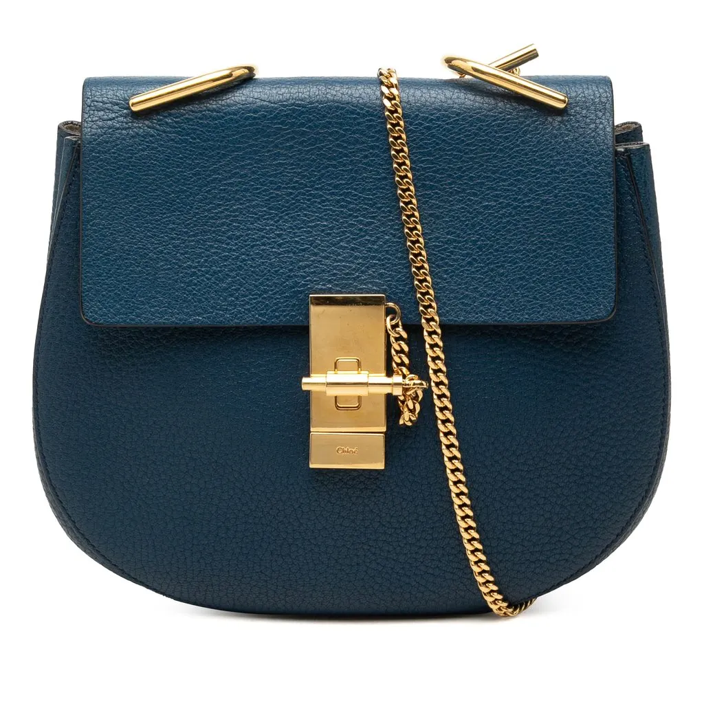 Chloé Small Leather Drew Crossbody Blue Leather Very good - Front View