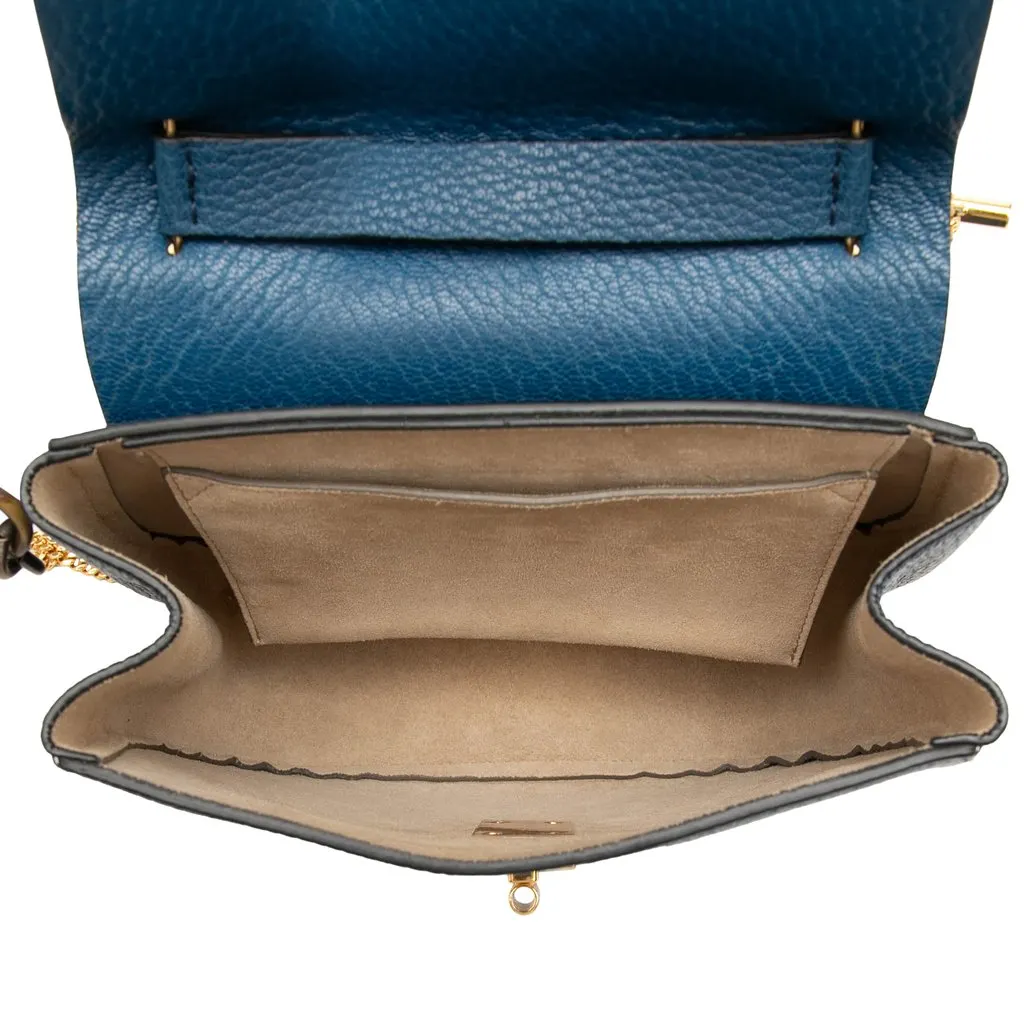 Chloé Small Leather Drew Crossbody Blue Leather Very good - Model View