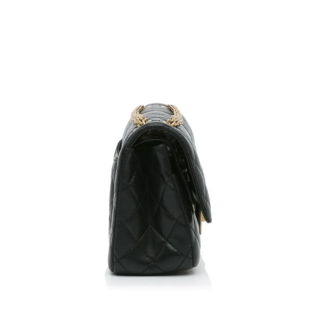Chanel Medium Croc Embossed Lambskin 2.55 Reissue Double Flap Bag Black Leather Very good - Inside View