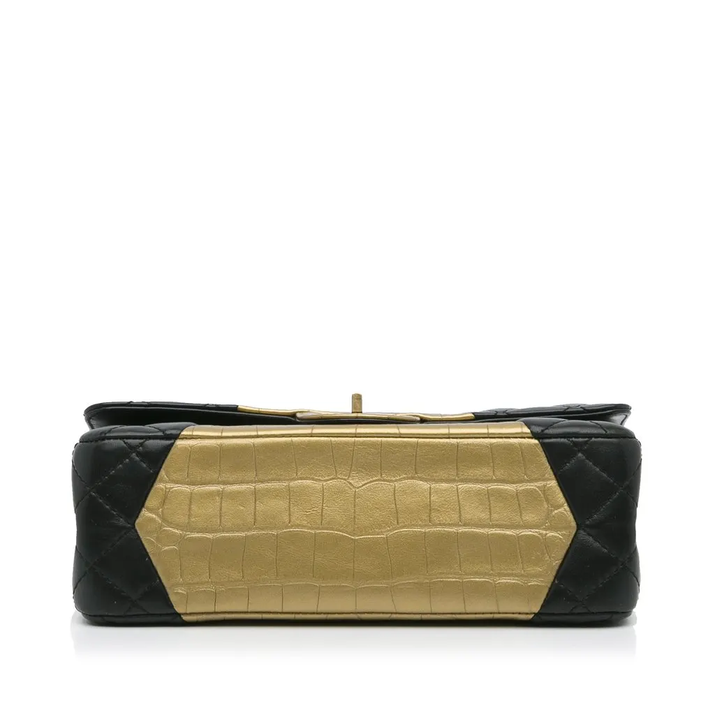 Chanel Medium Croc Embossed Lambskin 2.55 Reissue Double Flap Bag Black Leather Very good - Box View