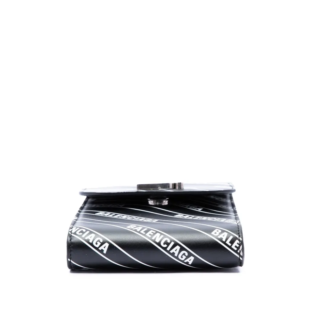 Balenciaga Calfskin Diagonal Allover Logo Print B Phone Holder Crossbody Black Leather Very good - Inside View