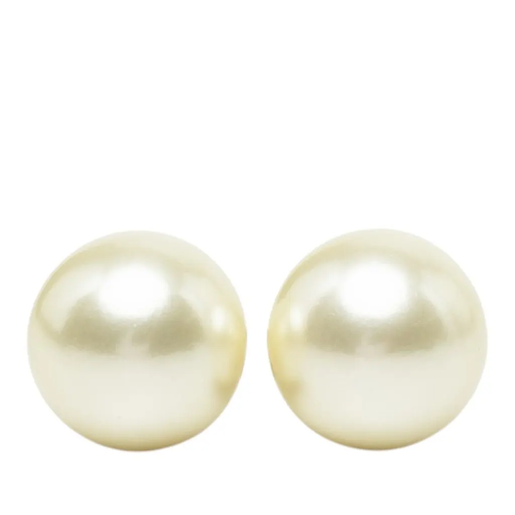Dior Gold Plated Faux Pearl Star Tribales Push Back Earrings Gold Metal Very good - Front View