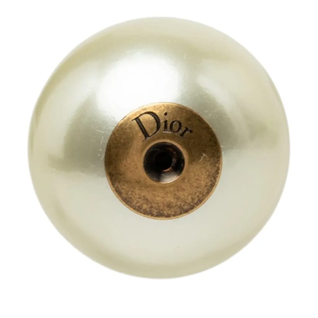 Dior Gold Plated Faux Pearl Star Tribales Push Back Earrings Gold Metal Very good - Inside View