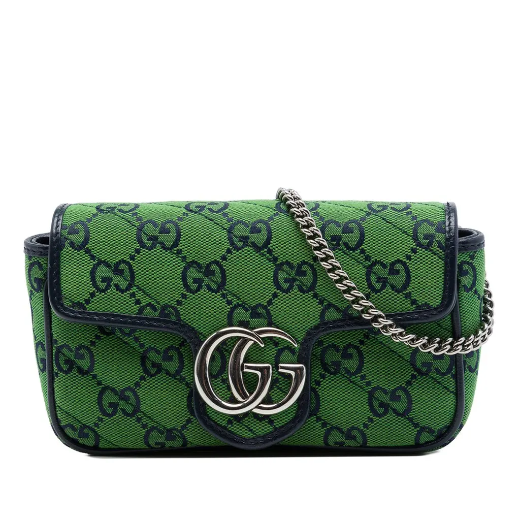 Gucci Mini GG Marmont Matelasse GG Canvas Flap Crossbody Green Canvas Very good - Front View
