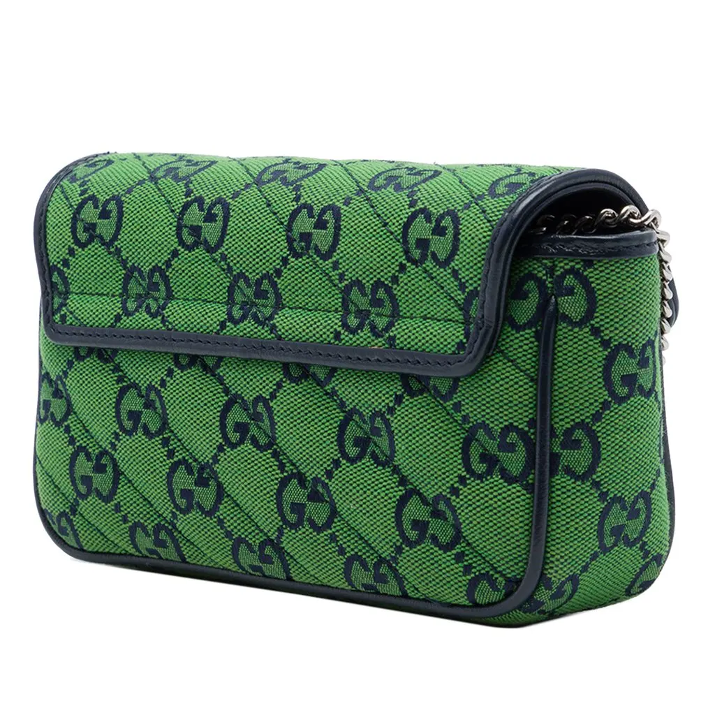 Gucci Mini GG Marmont Matelasse GG Canvas Flap Crossbody Green Canvas Very good - Back View