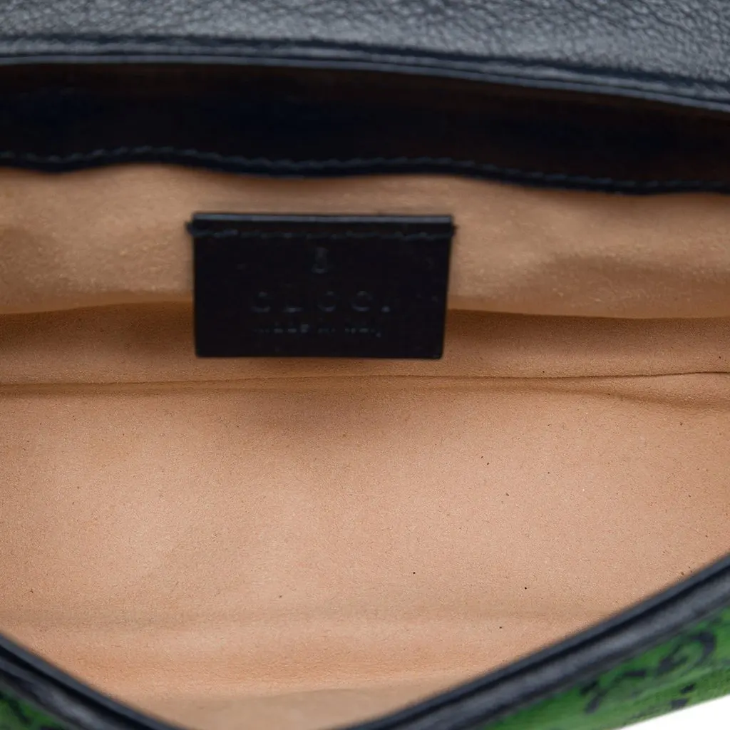 Gucci Mini GG Marmont Matelasse GG Canvas Flap Crossbody Green Canvas Very good - Model View