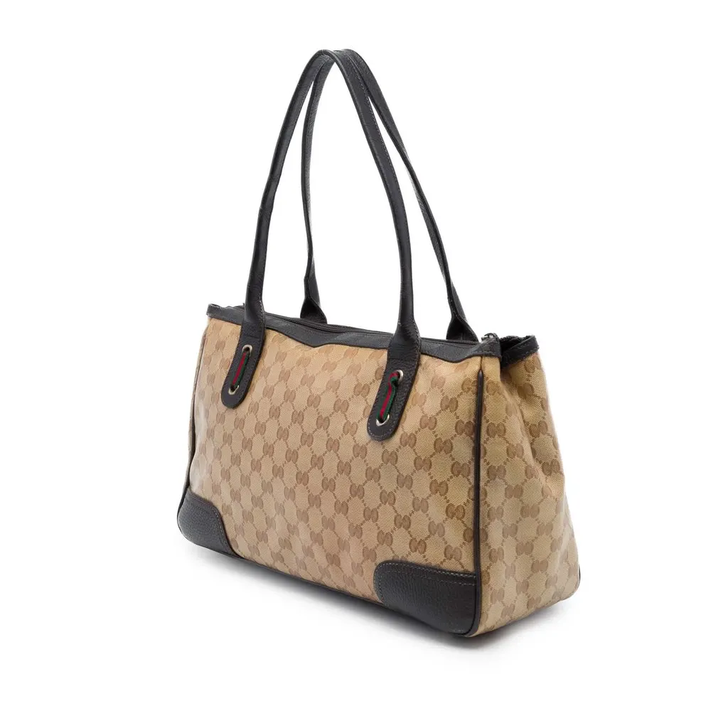 Gucci GG Crystal Web Princy Tote Beige Canvas Good - Back View