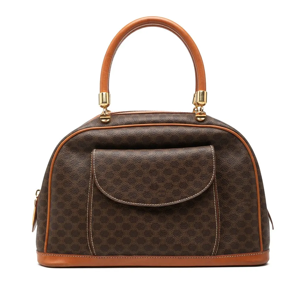 Celine Macadam Coated Canvas Handbag Brown Very good - Front View