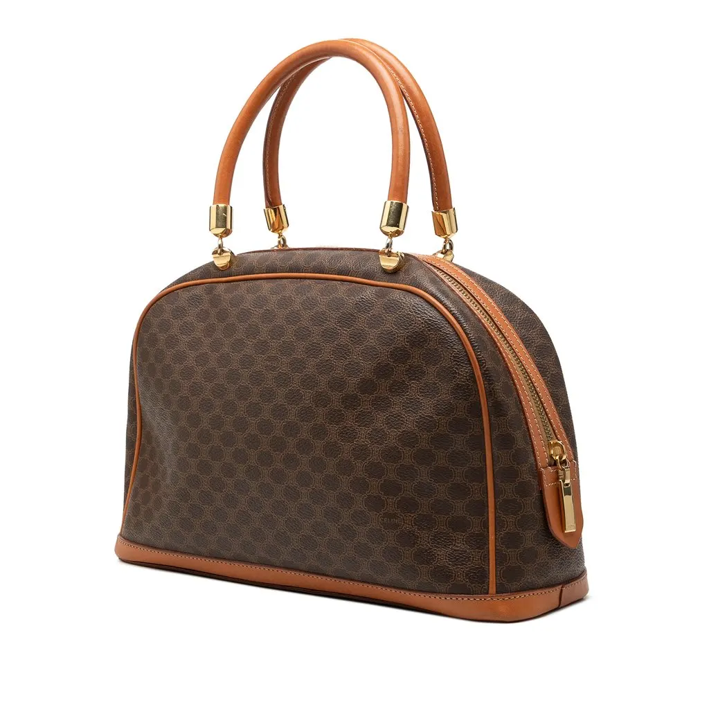 Celine Macadam Coated Canvas Handbag Brown Very good - Back View