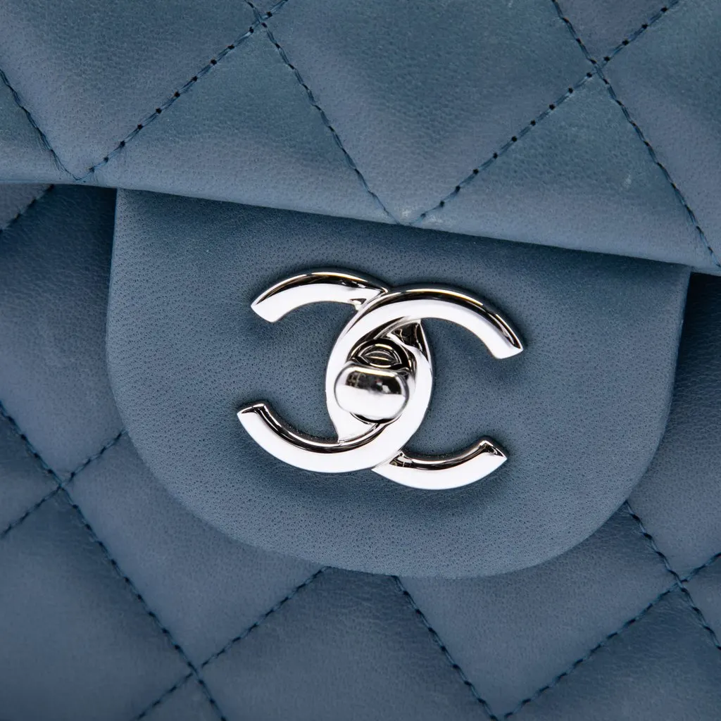 Chanel Jumbo Classic Lambskin Double Flap Blue Leather Very good - Box View