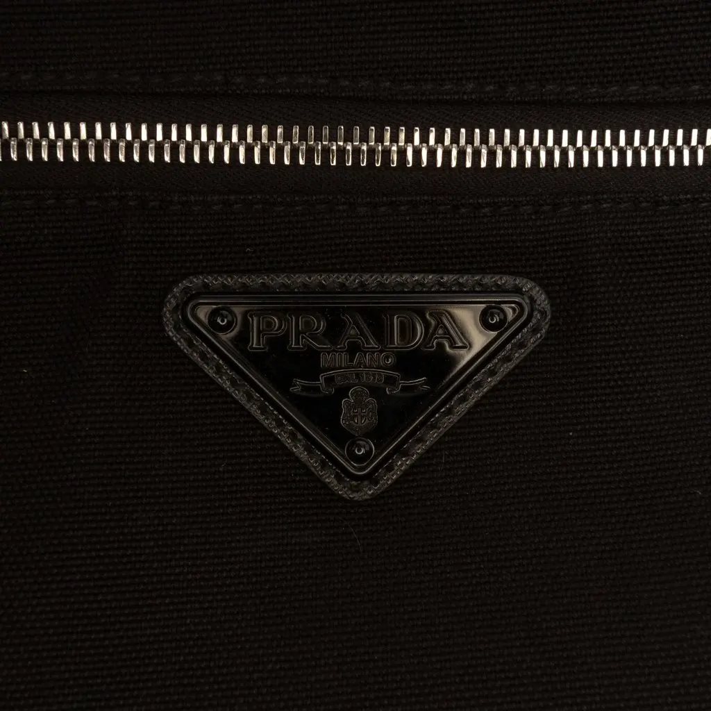Prada Canvas Canapa Triangle Logo Shoulder Bag Black Very good - Box View
