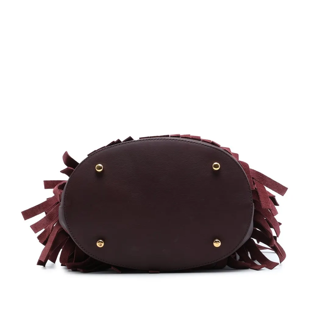 Burberry Prorsum Suede Tiered Fringe Bucket Bag Red Leather Very good - Inside View