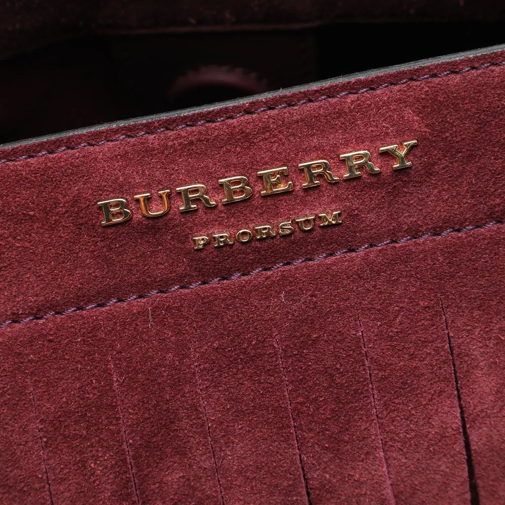 Burberry Prorsum Suede Tiered Fringe Bucket Bag Red Leather Very good - Box View