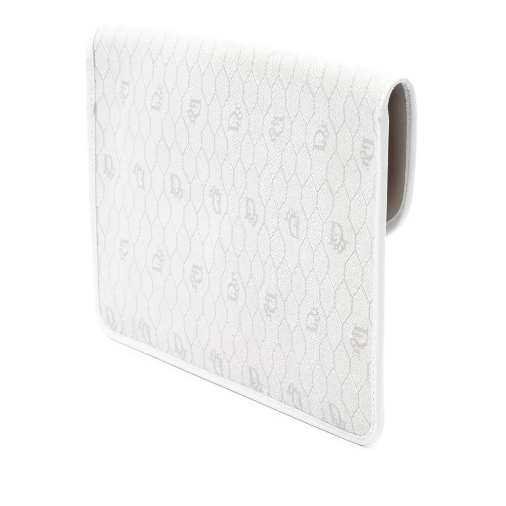 Dior Honeycomb Coated Canvas Clutch White Canvas Very good - Back View