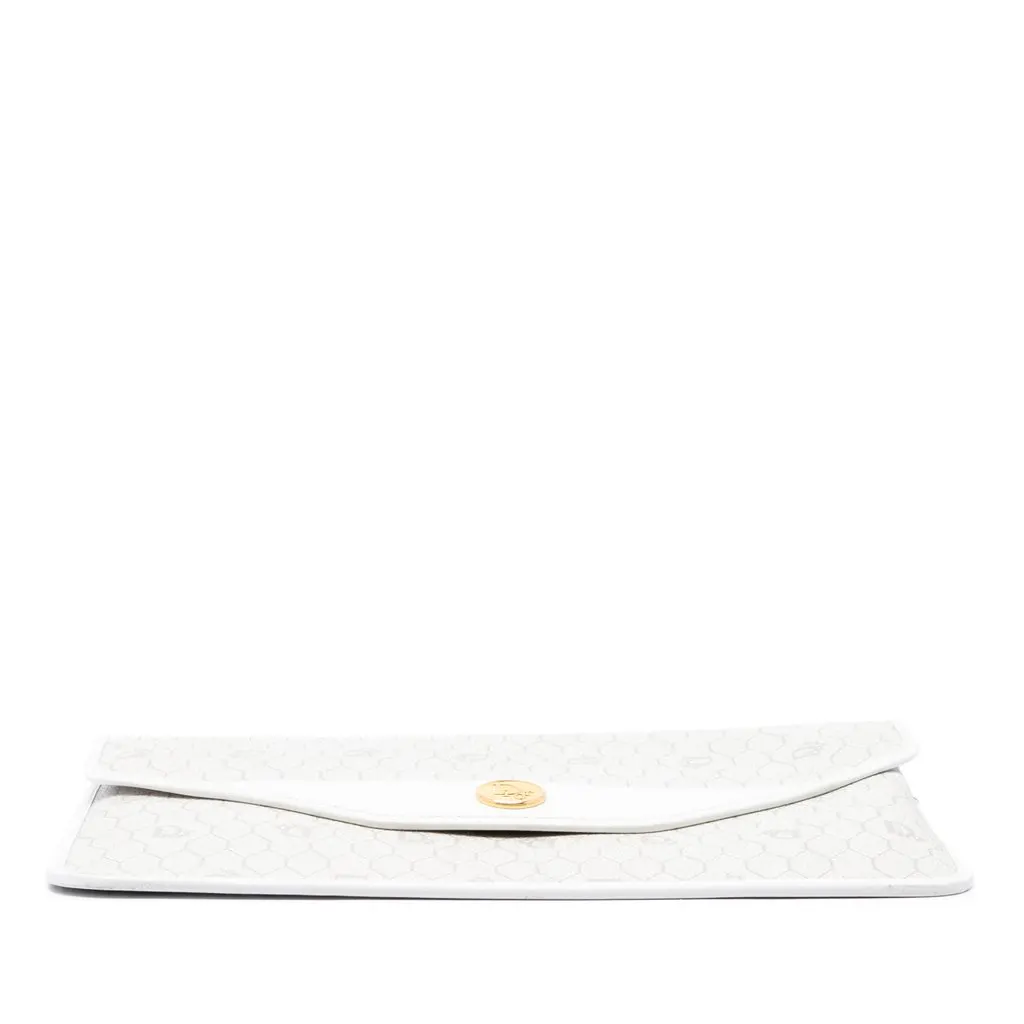 Dior Honeycomb Coated Canvas Clutch White Canvas Very good - Inside View