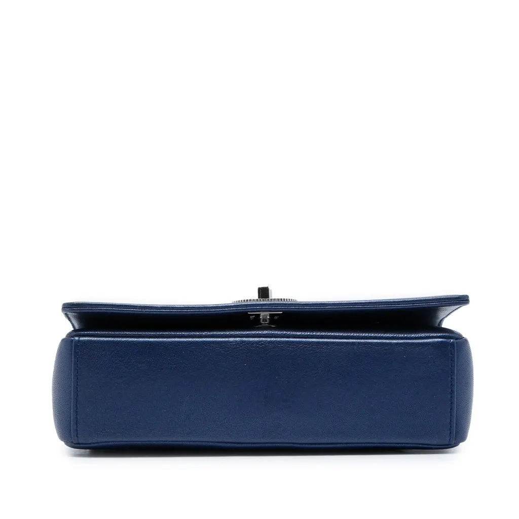 Chanel Medium Chevron Metallic Sheepskin Vintage Mademoiselle Flap Blue Leather Very good - Inside View